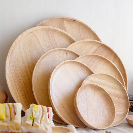 RoundWood Japanese-Style Wooden Tray – Natural Multi-Purpose Serving Tray