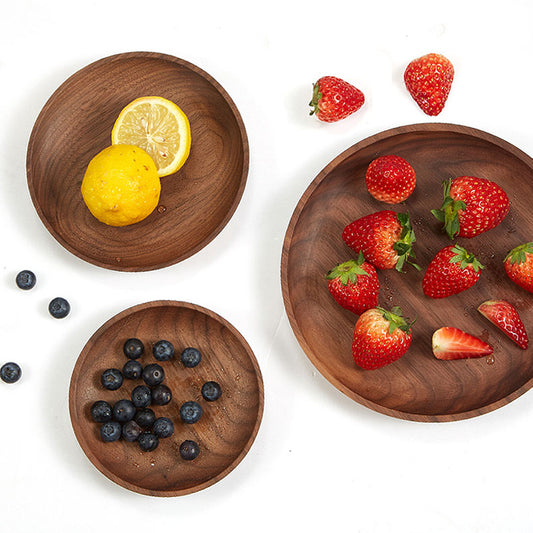 AcaciaCraft Wooden Snack Plate – Natural, Dark Brown