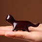 Handcrafted Sandalwood & Ebony Cat Figurines – Minimalist Wooden Animal Ornaments Collection