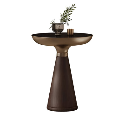 Renvaris Tempered Glass Round Side Table – Luxury Solid Wood & Modern Design - Tavira Store | A Luxario Labs Ltd Brand. 