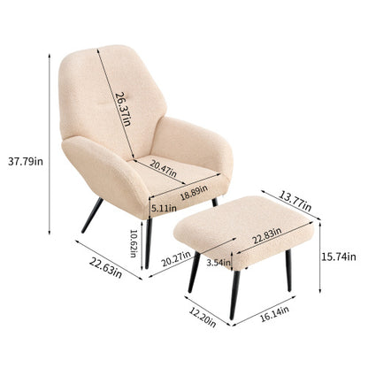 SHERPA COZY Single Sofa Chair – Modern Living Room & Balcony Leisure Seat, Soft Sherpa Fabric, White
