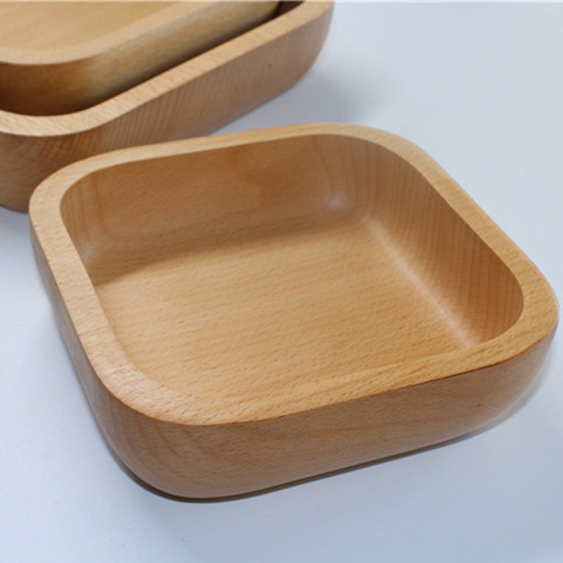 WoodSquare Japanese Rubber Wood Plate – Multi-Purpose Natural Serving Tray