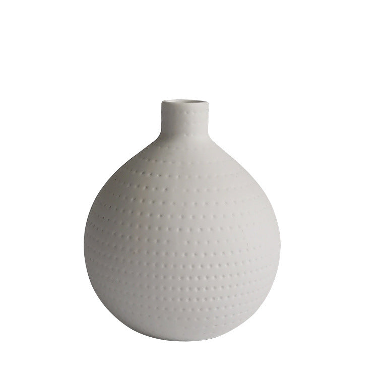 Handmade Simple INS Style White Porcelain Small Vase – Soft Home Decoration Ornament