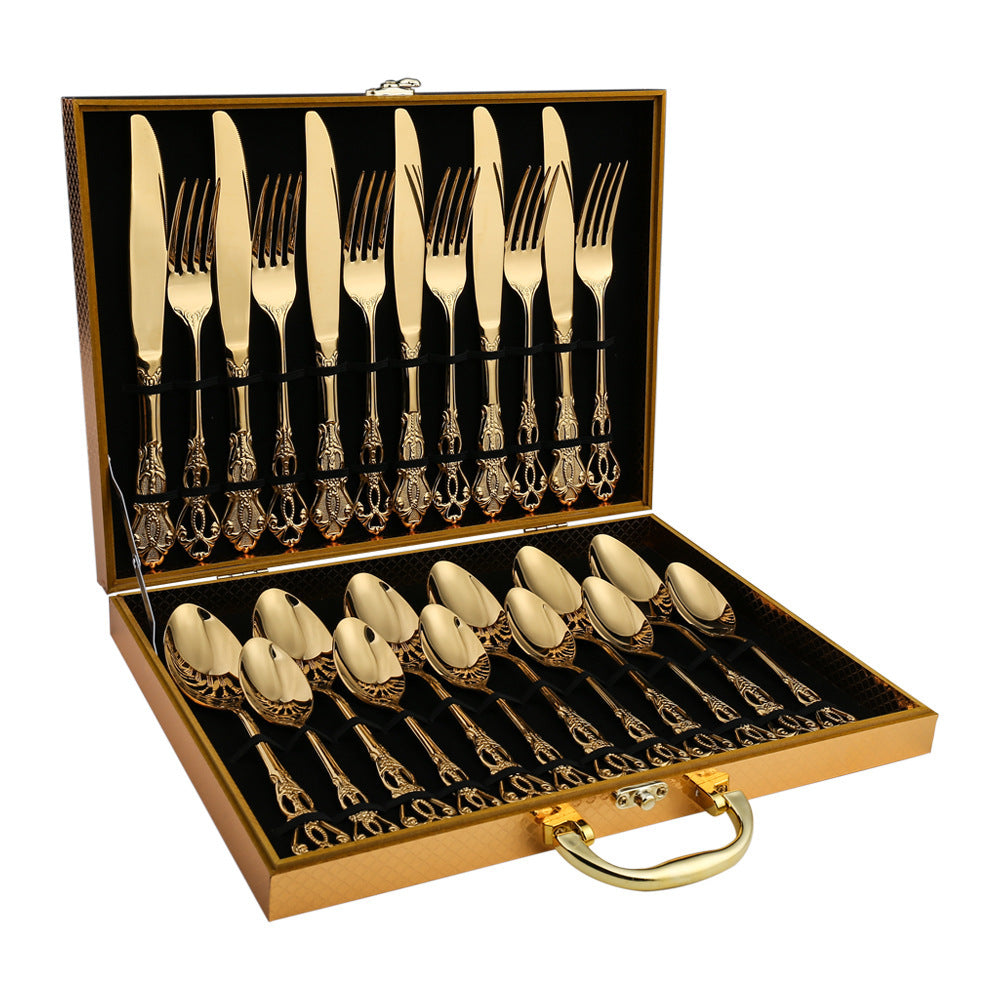 RegalWare Tableware Set – European Lux Classic Pattern Stainless Steel 24-Piece Set