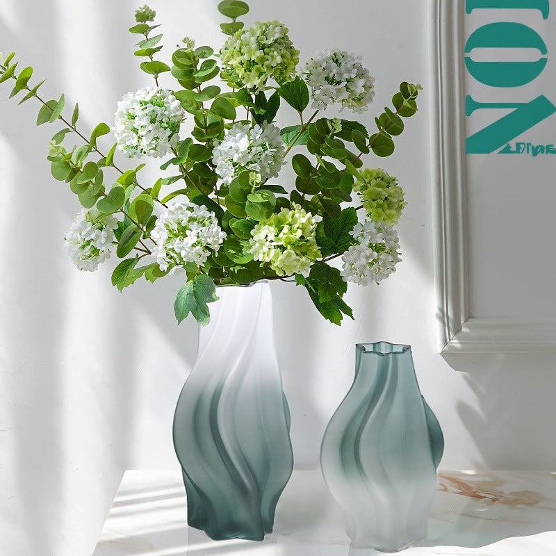 Averin Studio Modern Minimalist Small Whirlwind Porcelain Glass Vase – Decorative Painted Glass Flower Vase