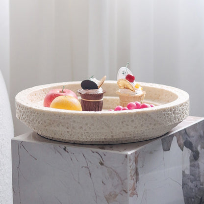 GeoStone Imitation Yellow Cave Stone Geometric Tray – Synthetic Resin Decorative Plate for Dining Table & Hallway