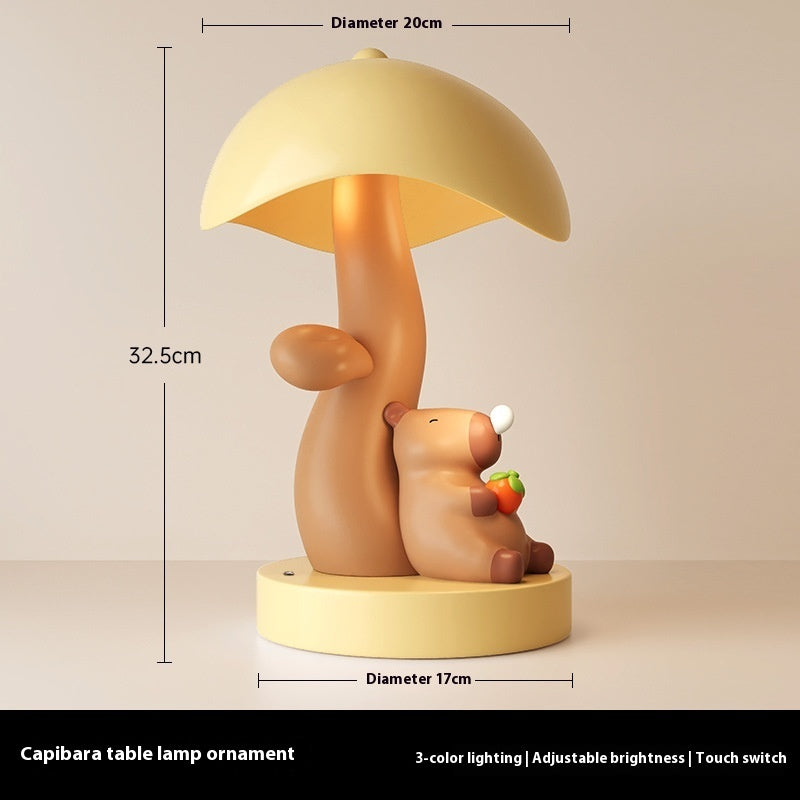Capabala Cute Khaki Resin Table Lamp – Handmade Bedroom & Desktop Decorative Ornament
