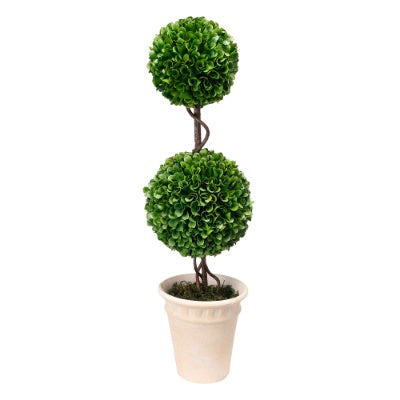 Verdantia Mini Faux Potted Boxwood Topiaries – Set of 3 Decorative Indoor Green Plants