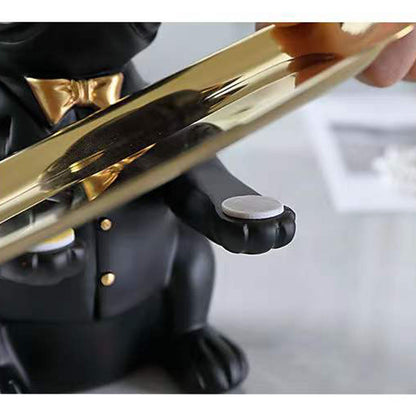 French Bulldog Statue with Tray – Cute Dog Sculpture, Home Decoration & Coin Bank, Black or Brown