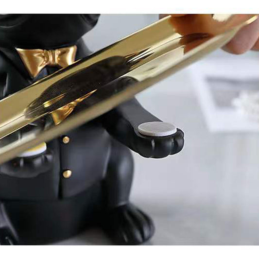 French Bulldog Statue with Tray – Cute Dog Sculpture, Home Decoration & Coin Bank, Black or Brown