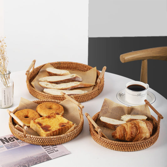 SakuraServe Tray – Japanese Style Round Serving Tray with Paper Liners