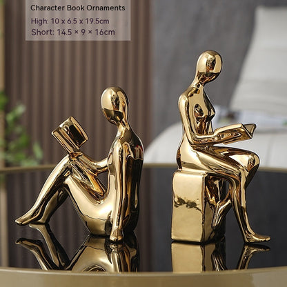 Novare Silver Electroplated Abstract Bookend – Modern Minimalist Ceramic Artware Ornament
