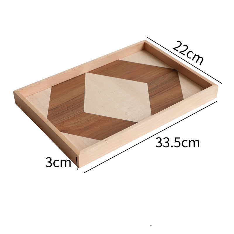 WOODENNX Geometric Design Tray – Stylish Wooden Tray for Home Decoration