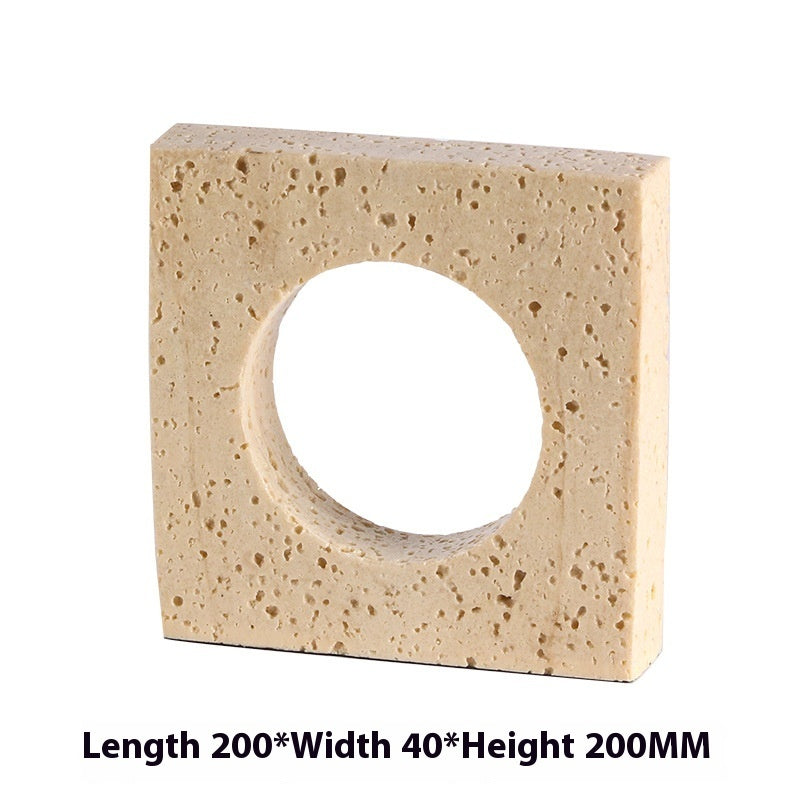 GeoStone Imitation Yellow Cave Stone Geometric Tray – Synthetic Resin Decorative Plate for Dining Table & Hallway