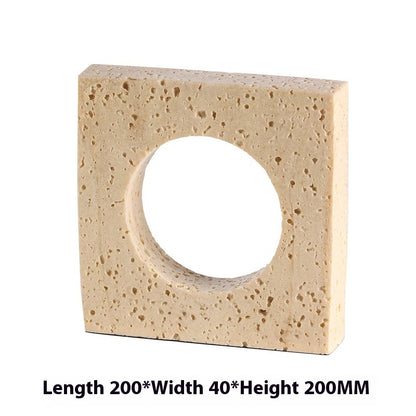 GeoStone Imitation Yellow Cave Stone Geometric Tray – Synthetic Resin Decorative Plate for Dining Table & Hallway