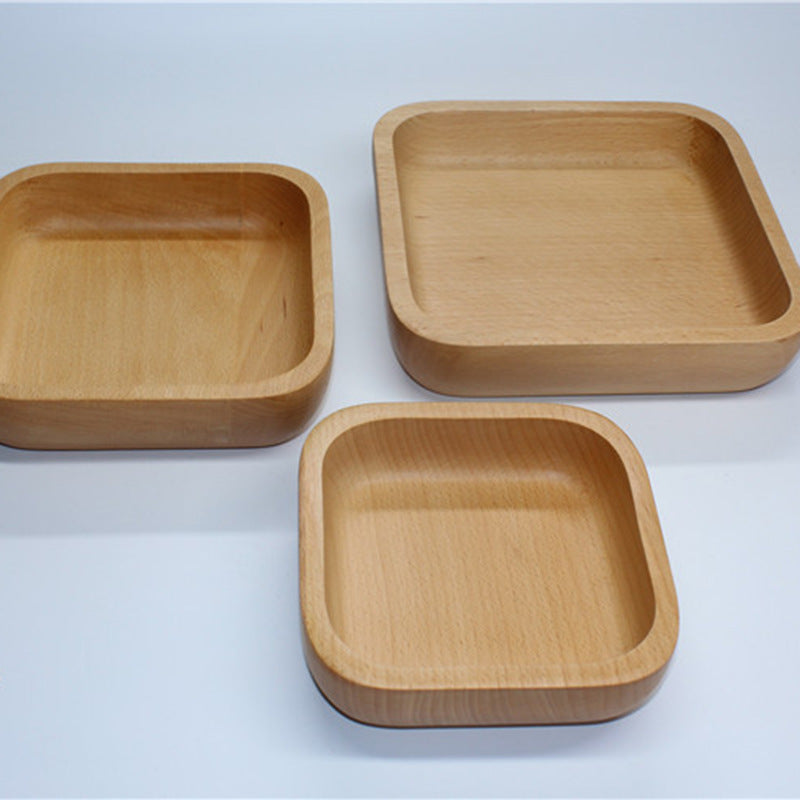 WoodSquare Japanese Rubber Wood Plate – Multi-Purpose Natural Serving Tray