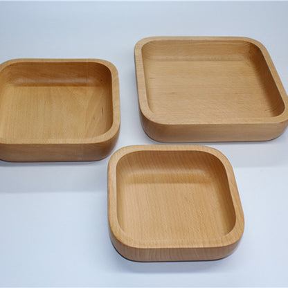 WoodSquare Japanese Rubber Wood Plate – Multi-Purpose Natural Serving Tray