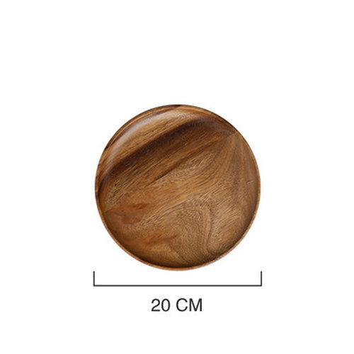 AcaciaCraft Wooden Snack Plate – Natural, Dark Brown
