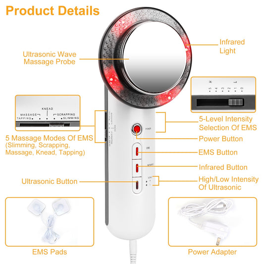5 Mode Ultrasonic Body Shaping Device – EMS Infrared Massager for Slimming, Skin Care & Pain Relief - Tavira Store | A Luxario Labs Ltd Brand.