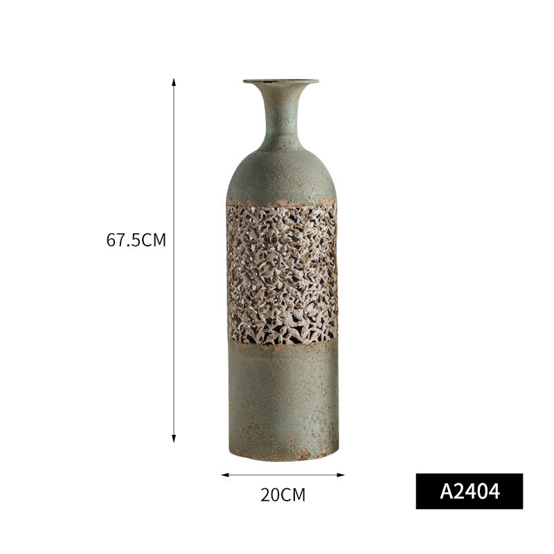 Artisano Pastoral Electroplated Metal Floor Vase – Retro Decorative Spray-Painted Vase for Flower Arrangements & Home Decor