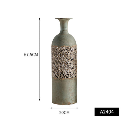 Artisano Pastoral Electroplated Metal Floor Vase – Retro Decorative Spray-Painted Vase for Flower Arrangements & Home Decor