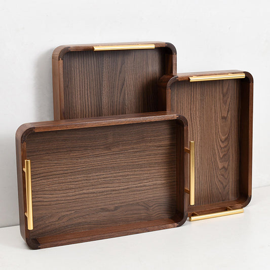 Nuvallo Walnut Rectangular Wooden Tray – Handmade Solid Wood Serving Tray