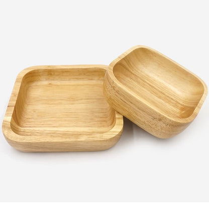 WoodSquare Japanese Rubber Wood Plate – Multi-Purpose Natural Serving Tray