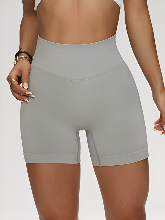 CorellaFit Women's Waist Crimp Peach Hip Shorts – Grey