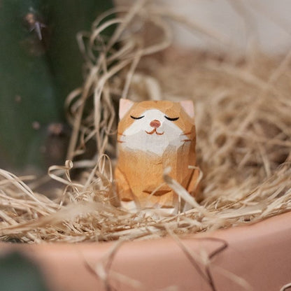 Handcrafted Sandalwood & Ebony Cat Figurines – Minimalist Wooden Animal Ornaments Collection