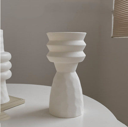 Elena Studio White Plain Ceramic Vase – Minimalist Polished Straight Design - Tavira Store | A Luxario Labs Ltd Brand. 