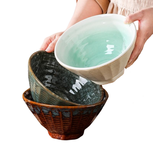 Premium Retro Kiln Baked Household Ceramic Large Ramen Bowl