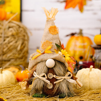 Charming Thanksgiving Linen Ornaments – Festive Straw Hat Dwarfs for Men & Women, Elegant American-European Pastoral Holiday Decor
