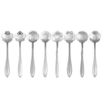 GoldPetal Stainless Steel 8-piece Cherry Blossom Spoon Set – Gold, Silver, Rose Gold