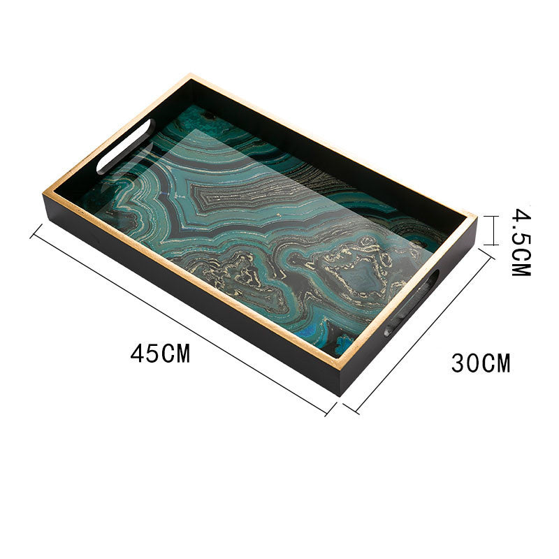 LuxeCraft Agate Stone Pattern Glass Tray – Handmade Decorative Wood & Glass Tray - Tavira Store | A Luxario Labs Ltd Brand. 