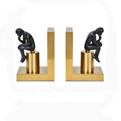 Orvian The Thinker Bookend – Electroplated Metal Geometric Ornament