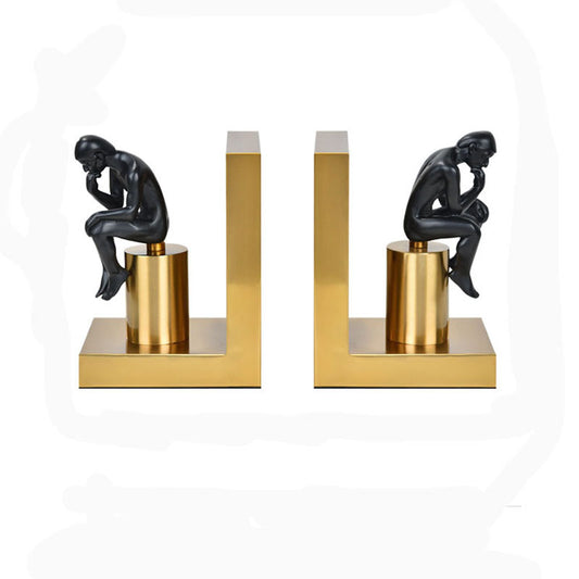 Orvian The Thinker Bookend – Electroplated Metal Geometric Ornament