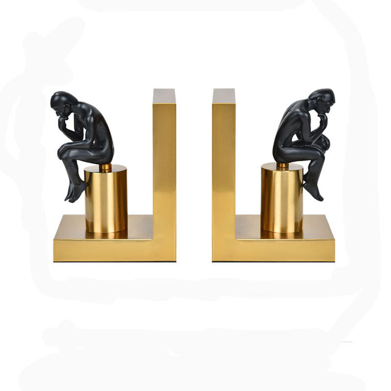 Orvian The Thinker Bookend – Electroplated Metal Geometric Ornament