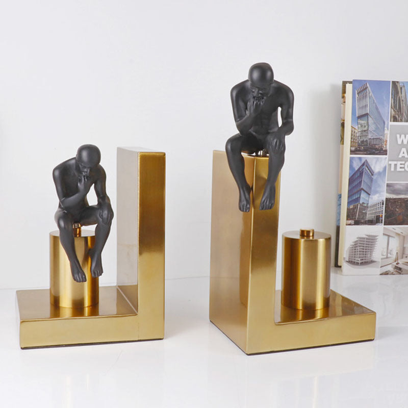 Orvian The Thinker Bookend – Electroplated Metal Geometric Ornament