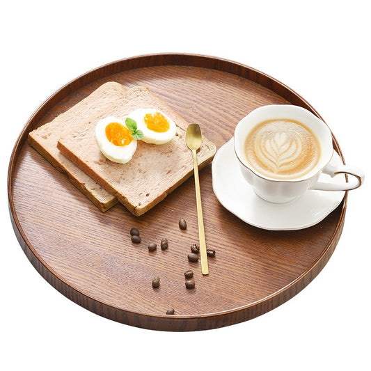 KowaWood Japanese Wooden Tea Tray – Round Serving & Storage Plate