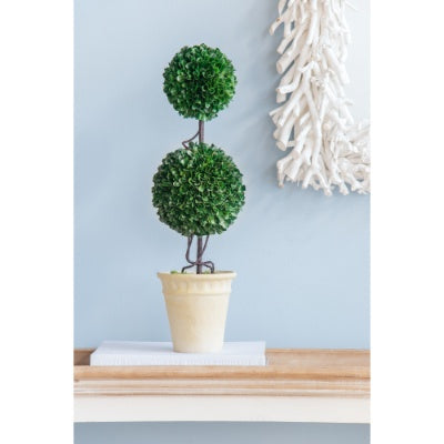 Verdantia Mini Faux Potted Boxwood Topiaries – Set of 3 Decorative Indoor Green Plants