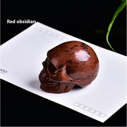 Natural Crystal Skull Semi-precious Stone Carving Crafts Ornaments