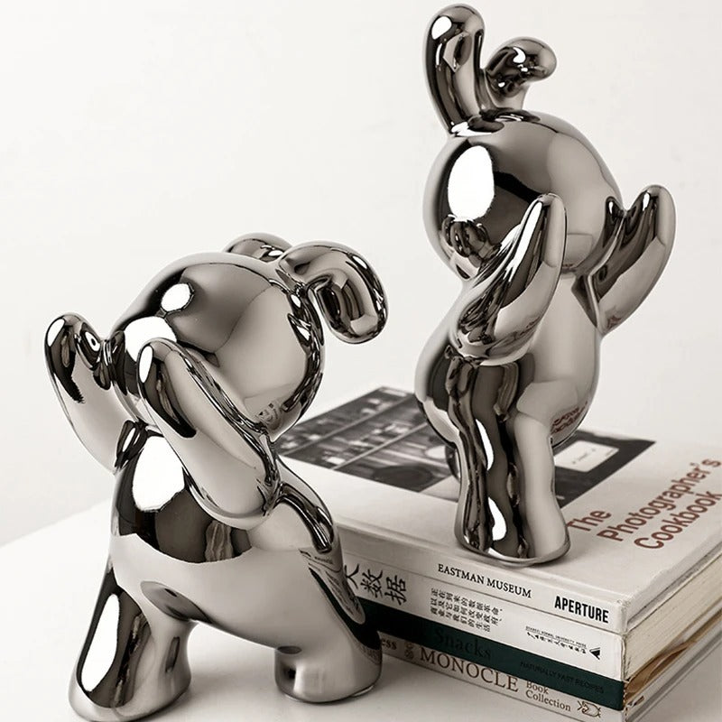 Veloria Designer Ceramic Rabbit Bookend – Cute Style Porcelain Decoration
