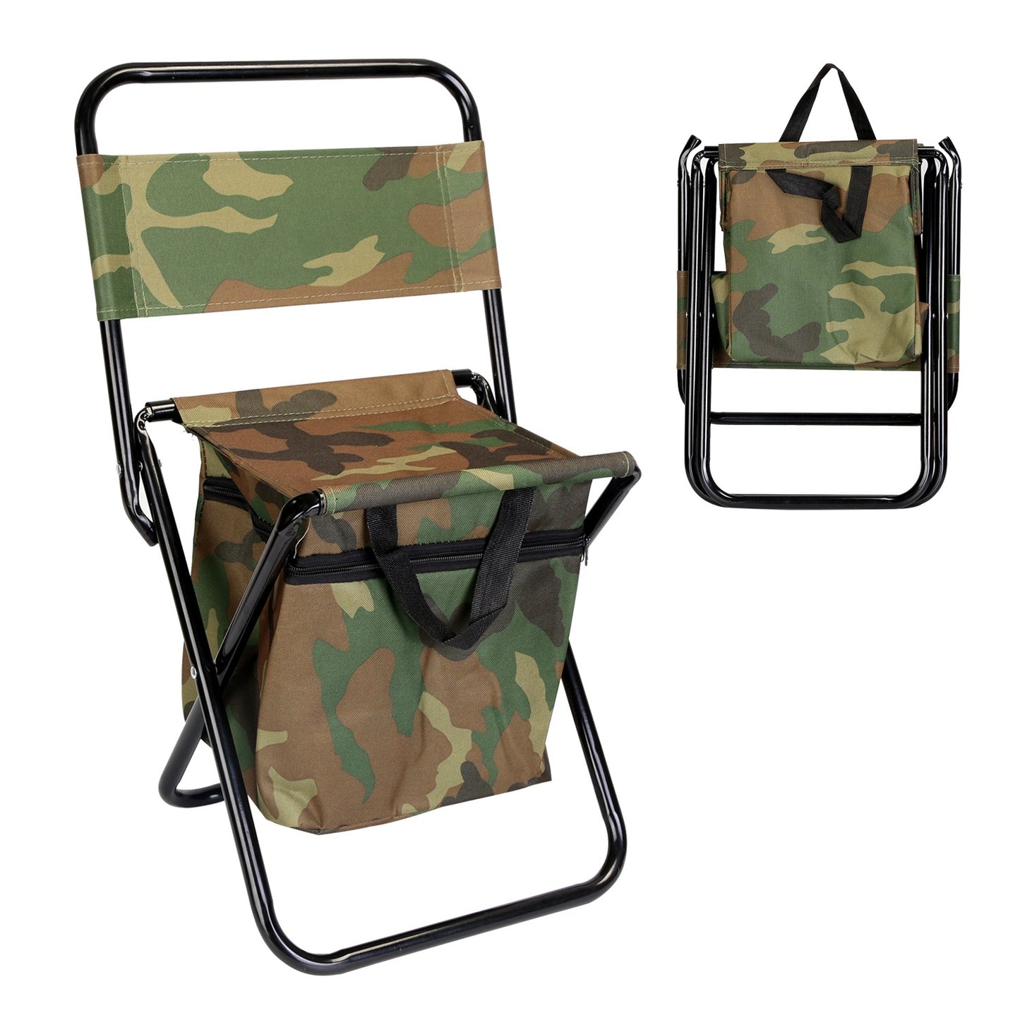 Foldable Fishing Chair With Backrest Built-In Cooler