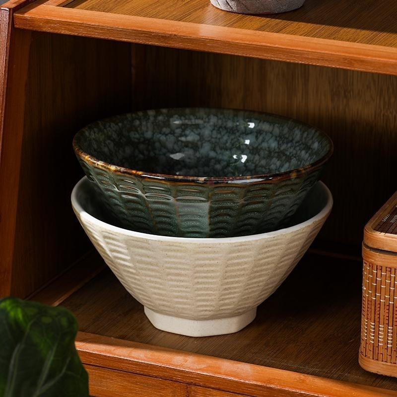 Premium Retro Kiln Baked Household Ceramic Large Ramen Bowl