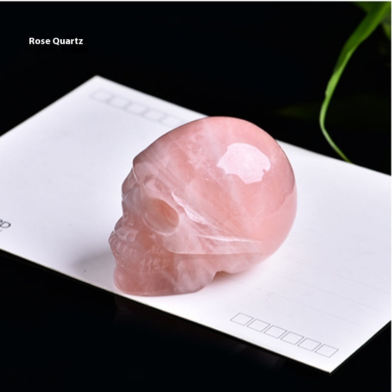 Natural Crystal Skull Semi-precious Stone Carving Crafts Ornaments