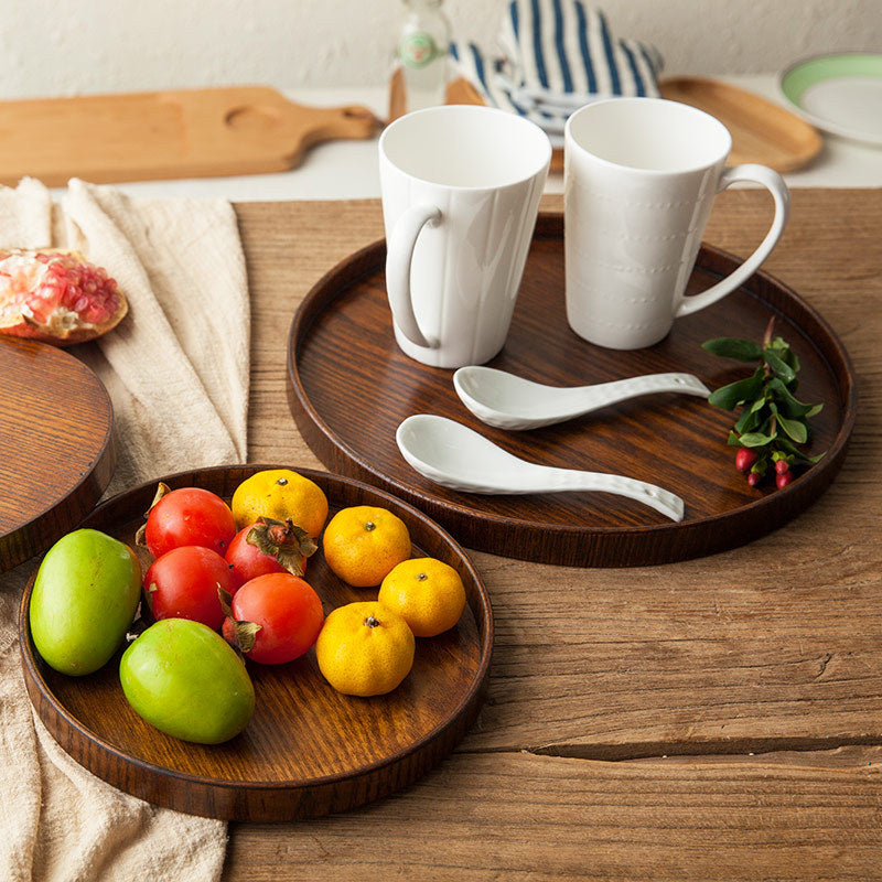 Aureloft Tray – Luxury Solid Wood Round Deep Tray