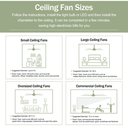 Noiseless In Out door Ceiling Fan With Light With Remote Control