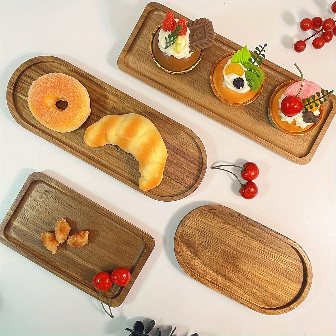 MoriWood Japanese Acacia Wood Serving Tray – Elegant Fruit & Tea Tray