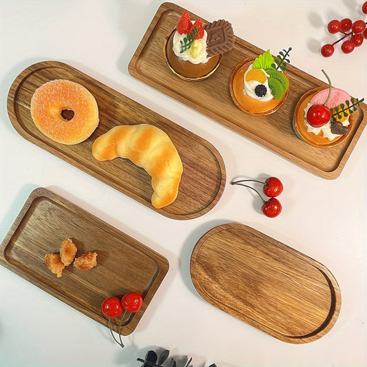 MoriWood Japanese Acacia Wood Serving Tray – Elegant Fruit & Tea Tray