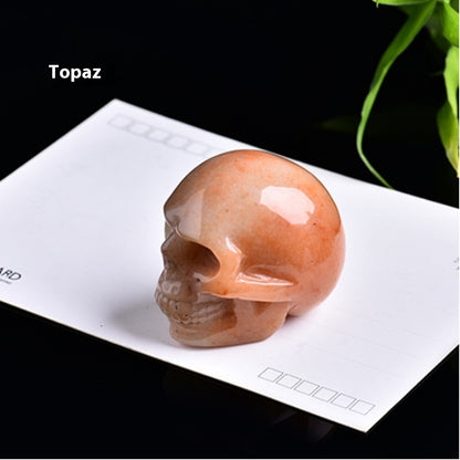 Natural Crystal Skull Semi-precious Stone Carving Crafts Ornaments